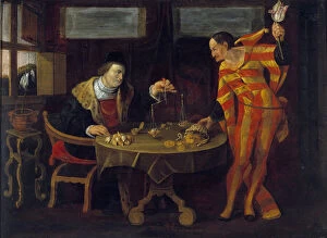 The sale of tulip onions Painting from the Flemish School of the 17th century