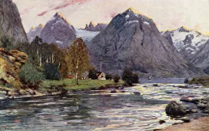 A Salmon River, Stryn, Nord Fjord (colour litho) A Salmon River, Stryn, Nord Fjord (colour litho)
