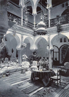 Salon in the Chateau d'Hydra, Algiers, Algeria (b/w photo)