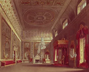 The Saloon, Buckingham Palace from Pynes Royal Residences, 1818 The Saloon, Buckingham Palace from Pynes Royal Residences, 1818