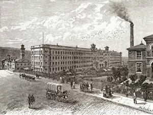 Saltaire Collection: Saltaire Mills, Bradford, West Yorkshire, England (engraving)