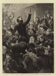 The Salvation Army, a Service at the Head Quarters, Whitechapel Road (engraving) The Salvation Army, a Service at the Head Quarters, Whitechapel Road (engraving)