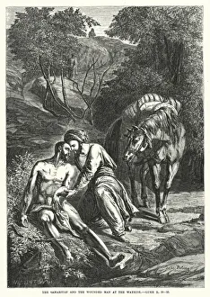 The Samaritan and the Wounded Man at the Wayside, Luke X, 30-35 (engraving) The Samaritan and the Wounded Man at the Wayside, Luke X, 30-35 (engraving)