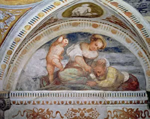 Suitor Gallery: Samson and Delilah, lunette, 1531-32 (fresco)