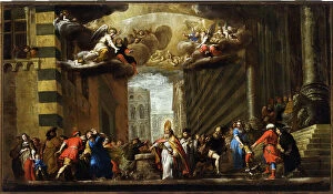 Brawl Gallery: San Siro wins the Basilisk, Sketch for the Church of San Siro in Genoa, c.1683 (oil on canvas)