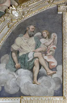 Sant Matthew and the Angel, Lunette, Presbytery, 1578-82 (fresco) Sant Matthew and the Angel, Lunette, Presbytery, 1578-82 (fresco)
