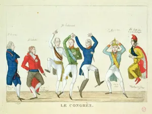Satirical cartoon depicting the key protagonists in a dance at the Congress of Vienna in Satirical cartoon depicting the key protagonists in a dance at the Congress of Vienna in