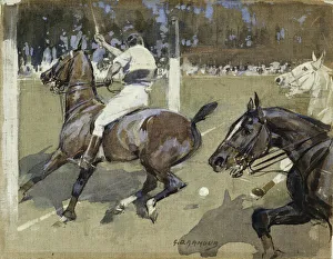 Saving a Goal, (watercolour and bodycolour on linen) Saving a Goal, (watercolour and bodycolour on linen)