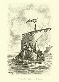 Saxon raids on the coast (engraving)