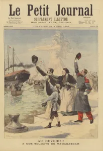 Saying farewell to French soldiers setting off on the expediton to Madagascar Saying farewell to French soldiers setting off on the expediton to Madagascar