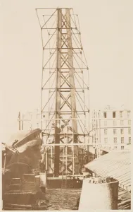 Scaffolding for the assemblage of the Statue of Liberty, the head shown at left, Paris Scaffolding for the assemblage of the Statue of Liberty, the head shown at left, Paris