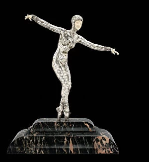 Dimitri Chiparus Gallery: Scaled dancer, c.1930 (silvered bronze, ivory & marble) (see also 940740)