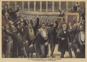 A scandalous session of the French Chamber of Deputies (colour litho) A scandalous session of the French Chamber of Deputies (colour litho)