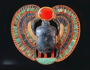 Scarab pectoral, from the tomb of Tutankhamun, in the Valley of the Kings at Thebes, c Scarab pectoral, from the tomb of Tutankhamun, in the Valley of the Kings at Thebes, c