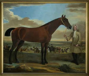 Scarr, a bay racehorse held by his trainer, A. Scottman, 1714 (oil on canvas) Scarr, a bay racehorse held by his trainer, A. Scottman, 1714 (oil on canvas)