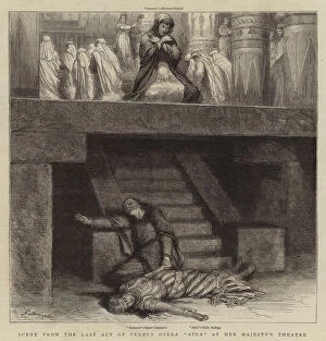 Scene from the Last Act of Verdi's Opera 'Aida' at Her Majesty's Theatre (engraving)