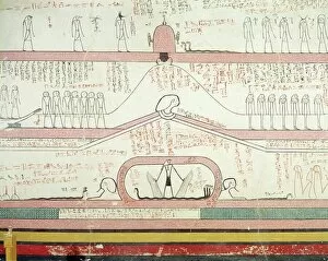 Hieroglyphics Collection: Scene from the Book of Amduat showing the journey to the Underworld