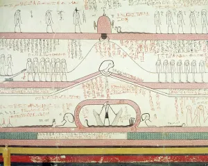 Scene from the Book of Amduat showing the journey to the Underworld Scene from the Book of Amduat showing the journey to the Underworld