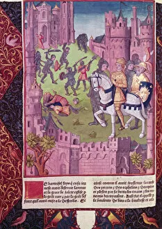 Scene from the life of Louis VI the Fat, son of Philip I, from the manuscript Chroniques de France, printed by A