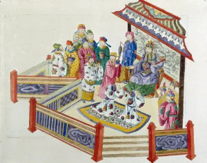 Scene before the Lord. Drawing comes from a Chinese vase Scene before the Lord. Drawing comes from a Chinese vase
