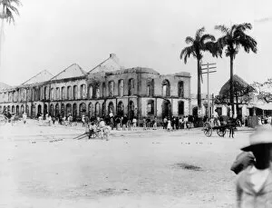 Port of Spain Gallery: Scene at the Port of Spain, Trinidad, 1891 (b / w photo)