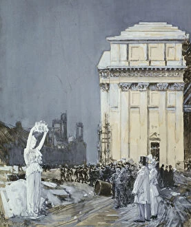 Childe Frederick Hassam Gallery: Scene at the Worlds Columbian Exposition, Chicago, Illinois, 1892 (w / c & gouache on paper)