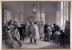Scenes of inoculation in the laboratory of the Normal School in 1886 (drawing) Scenes of inoculation in the laboratory of the Normal School in 1886 (drawing)