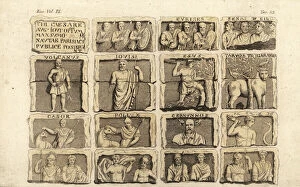 Scenes from the Pillar of the Boatmen (handcoloured copperplate engraving)