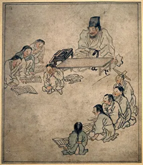 LSE4316395 A school class. Painting by Danwon (Kim Hongdo) (1745-1806), ink on paper, Coreen art, period Joseon (Choson) 18th century. National Museum of Korea, Seoul (South Korea). by Hong-Do, Kim (Danwon) (1745-c.1806); National Museum, Seoul, Korea; (add.info.: A school class. Painting by Danwon (Kim Hongdo) (1745-1806), ink on paper, Coreen art, period Joseon (Choson) 18th century. National Museum of Korea, Seoul (South Korea).); © Leonard de Selva. All rights reserved 2022 A school class. Painting by Danwon (Kim Hongdo) (1745-1806), ink on paper, Coreen art, period Joseon (Choson) 18th century. National Museum of Korea, Seoul (South Korea)