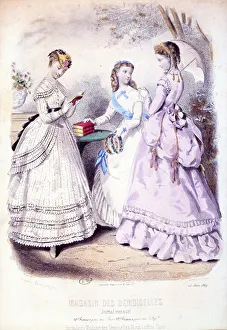 School girls after the prize-giving ceremony, fashion plate advertising the ' School girls after the prize-giving ceremony, fashion plate advertising the '