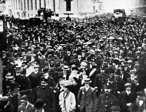 Suffragettes In Action Prints: Mrs. Pankhurst Leading the Deputation, c. 1908 (b / w photo)