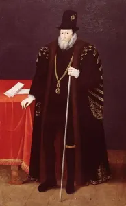 Prints of BAL106908 Portrait of William Cecil, 1st Baron Burghley (1520-98) Painting Prints: Print of William Cecil, 1st Baron Burghley