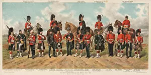 Scottish regiments of the British Army, 1895 (colour litho)