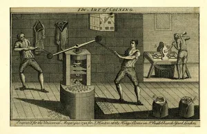 A screw press in operation at the Royal Mint in the Tower, from the Universal Magazine A screw press in operation at the Royal Mint in the Tower, from the Universal Magazine