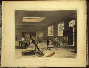 Screw presses at the Royal Mint in the Tower, published by R Screw presses at the Royal Mint in the Tower, published by R