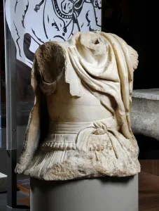 Sculpted torso of a cavalryman thought to be a copy of an original bronze statue of Sculpted torso of a cavalryman thought to be a copy of an original bronze statue of