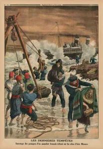 The last sea storms, rescuing the passengers of a French liner lying on the coast of Asia The last sea storms, rescuing the passengers of a French liner lying on the coast of Asia