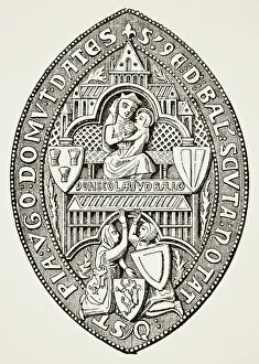 Middle Gallery: Seal of Balliol College founded 1269 Oxford, from Science and Literature in The Middle Ages by