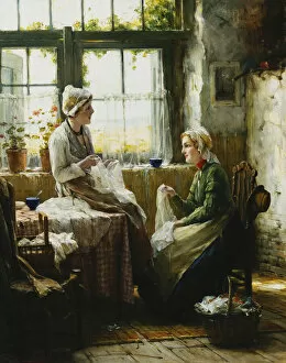 The Seamstress, (oil on canvas)