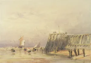 Seascape with Sailing Barges and Figures Wading Off-Shore, 1832 (w/c on paper) Seascape with Sailing Barges and Figures Wading Off-Shore, 1832 (w/c on paper)