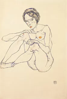 Seated female nude, 1914 (gouache, w/c & pencil on paper) (recto of 993715)