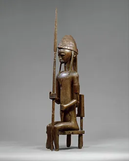 Mali Gallery: Seated Male Figure with Lance, 16th-19th century (wood)