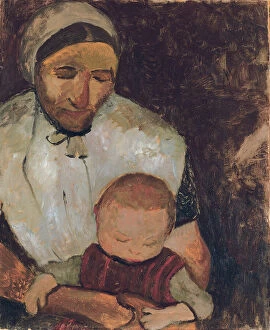 Seated Woman with Child on Her Lap; Sitzende Bauerin mit Kind auf dem Schoss