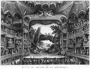 Second view of the Theatre de la Republique, plate 83 from volume IV of 'Voyage de France' Second view of the Theatre de la Republique, plate 83 from volume IV of 'Voyage de France'