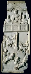 Section of a diptych depicting a chariot race, from Tunisia (ivory) Section of a diptych depicting a chariot race, from Tunisia (ivory)