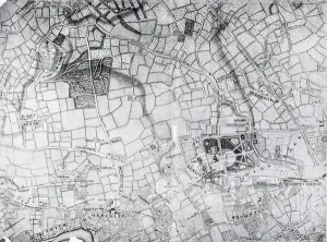 A section of a sheet from the survey of London and its environs, 1741-5, pub A section of a sheet from the survey of London and its environs, 1741-5, pub