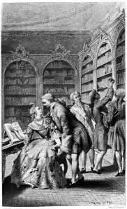 Seduction scene in a library in the 18th century Seduction scene in a library in the 18th century