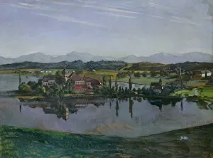 Heinrich Wilhelm Truebner Gallery: The Seeon Monastery in Oberbayern, 1892 (oil on paper mounted on card)