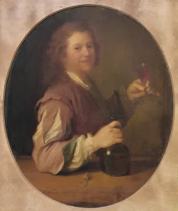 Self portrait of the artist drinking, 1724 (oil on canvas) Self portrait of the artist drinking, 1724 (oil on canvas)