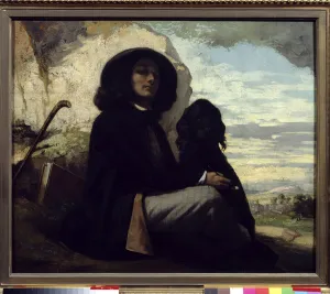 Self-portrait with his dog by Gustave Courbet (1819-1877) 1842 Self-portrait with his dog by Gustave Courbet (1819-1877) 1842